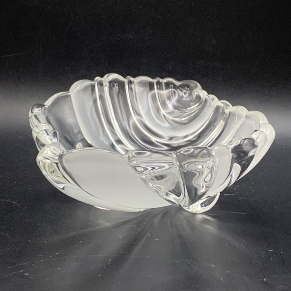 Vintage Walther Clear & Frosted Glass Fruit Bowl Made in Germany